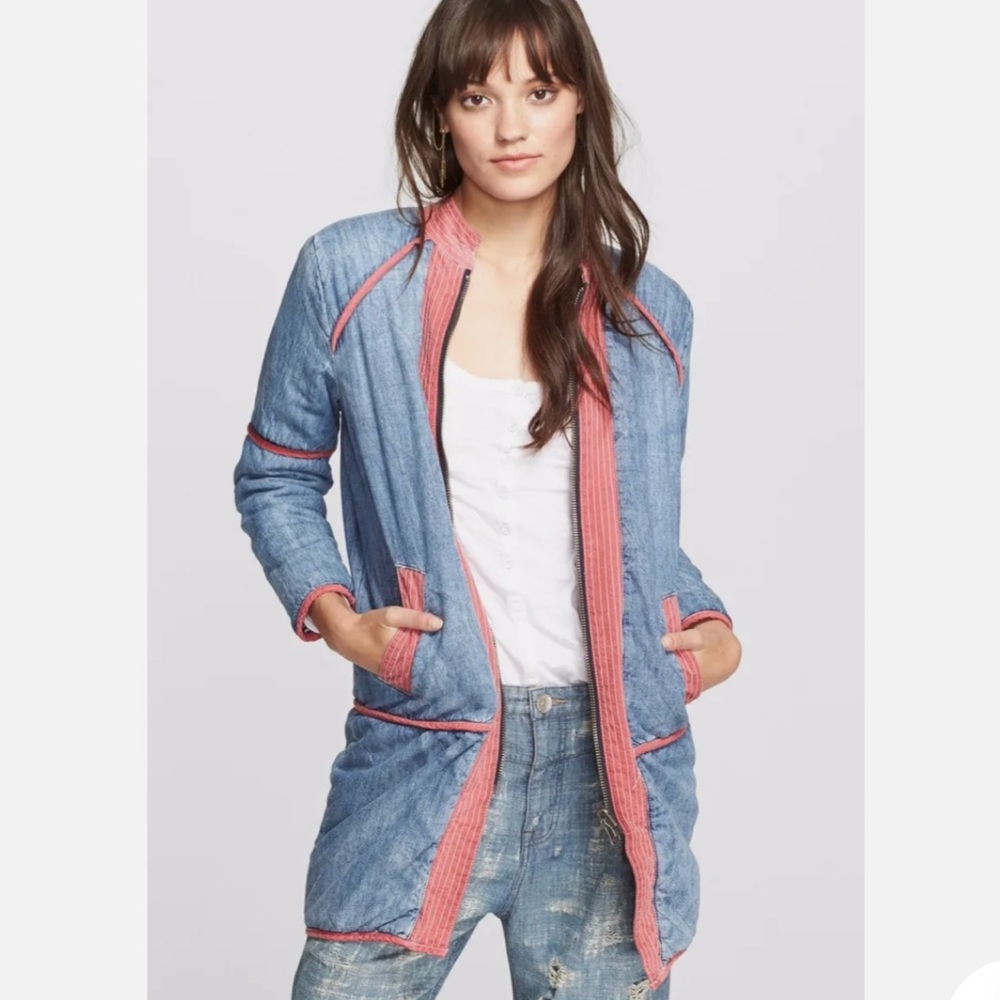 FREE PEOPLE Belario reversible paisley chambray jacket, S. - Picture 7 of 13